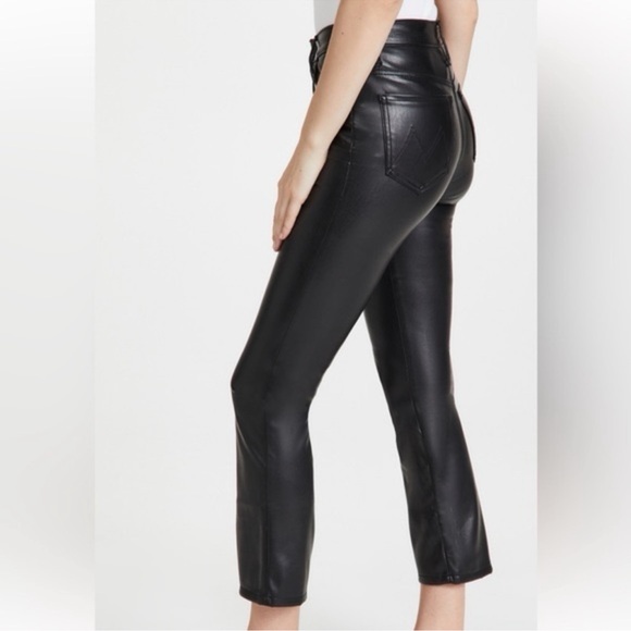 Mother The Insider Ankle Black Faux Leather Wax On Wax Off Pants - Picture 7 of 11